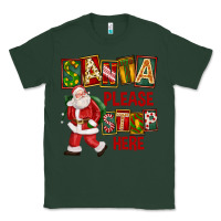 Sports Green Santa Please Stop Here Classic Tee - FaDigitalArtStudio