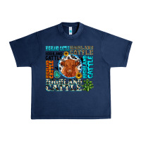 Navy highland cattle Urban Heavy Tee - texasbilliewilder