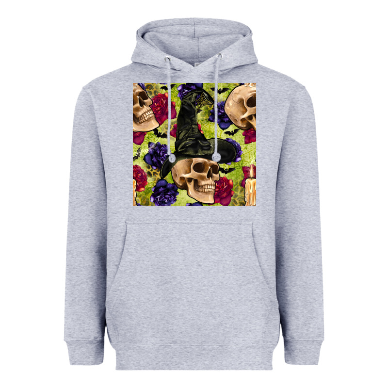 Halloween Witch Skull Seamless Pattern Heavyweight Hoodie by BundleAndBundleShop | Teevron