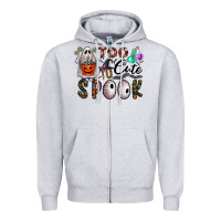 Heather Grey too cute to spook Zipper Hoodie - CowhideDigitalArt