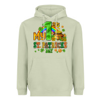 Matcha my first st patricks day with coins and shamrocks Heavyweight Hoodie - AdoDesignShop