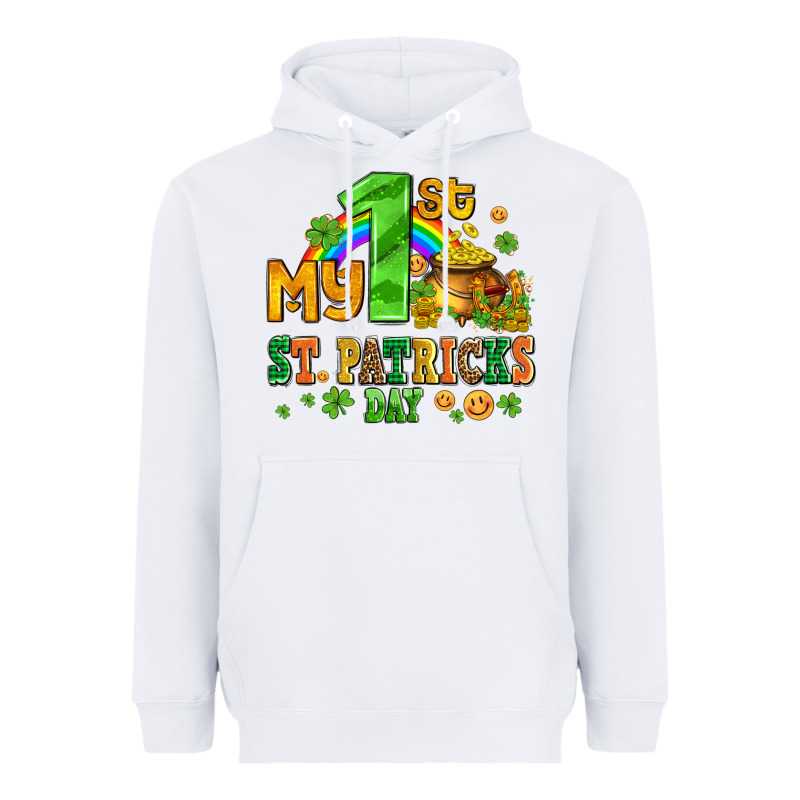 My First St Patricks Day With Coins And Shamrocks Heavyweight Hoodie by AdoDesignShop | Teevron