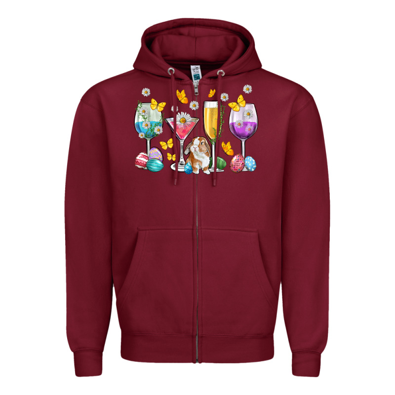 Easter Wine Glasses Easter Day Zipper Hoodie by Neo Western | Teevron