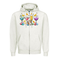 Oatmeal Heather Easter wine glasses Easter Day Zipper Hoodie - Neo Western