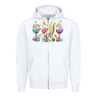 White Easter wine glasses Easter Day Zipper Hoodie - Neo Western