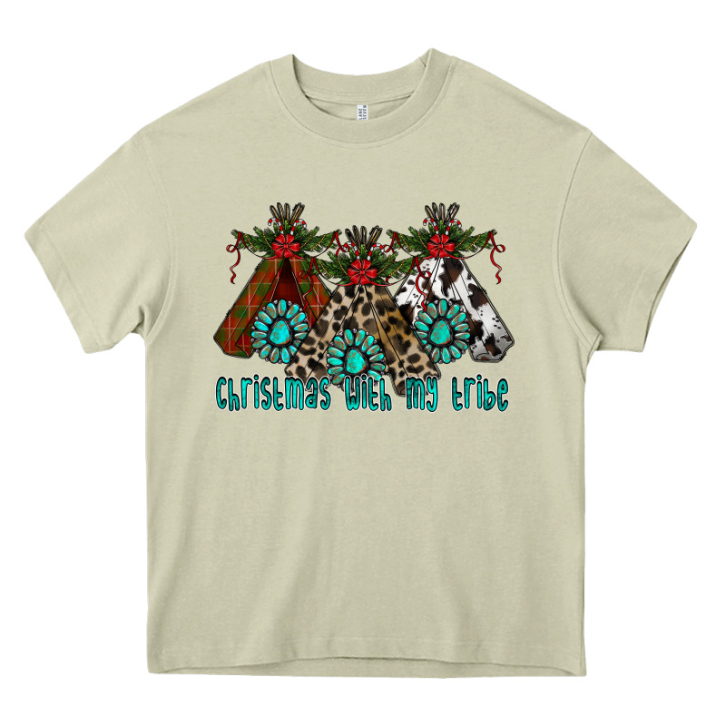 Christmas With Tribe Heavy Core Tee by CowhideDigitalArt | Teevron