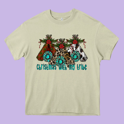 Christmas With Tribe Heavy Core Tee Designed By Cowhidedigitalart