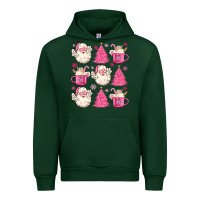 Forest Green retro doodle pink christmas Urban Hoodie - MaliasSmallBusiness
