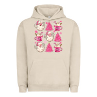 Pigment French Oak retro doodle pink christmas Urban Hoodie - MaliasSmallBusiness
