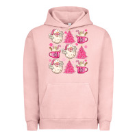 Pigment Salmon retro doodle pink christmas Urban Hoodie - MaliasSmallBusiness