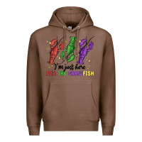 Chestnut i'm just here for the crawfish Premium Hoodie - MaliasSmallBusiness