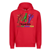Red i'm just here for the crawfish Premium Hoodie - MaliasSmallBusiness