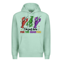 Seafoam i'm just here for the crawfish Premium Hoodie - MaliasSmallBusiness