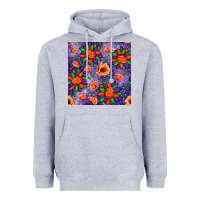 Heather Grey pumpkin flower halloween seamless pattern Heavyweight Hoodie - BundleAndBundleShop