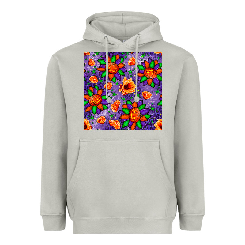 Pumpkin Flower Halloween Seamless Pattern Heavyweight Hoodie by BundleAndBundleShop | Teevron