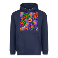Navy pumpkin flower halloween seamless pattern Heavyweight Hoodie - BundleAndBundleShop