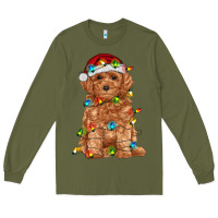 Army Green toy poodle with christmas lights Long Sleeve Tee - RanaPortraitStore