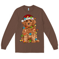 Chestnut toy poodle with christmas lights Long Sleeve Tee - RanaPortraitStore