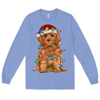 Colony Blue toy poodle with christmas lights Long Sleeve Tee - RanaPortraitStore