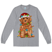 Heather Grey toy poodle with christmas lights Long Sleeve Tee - RanaPortraitStore