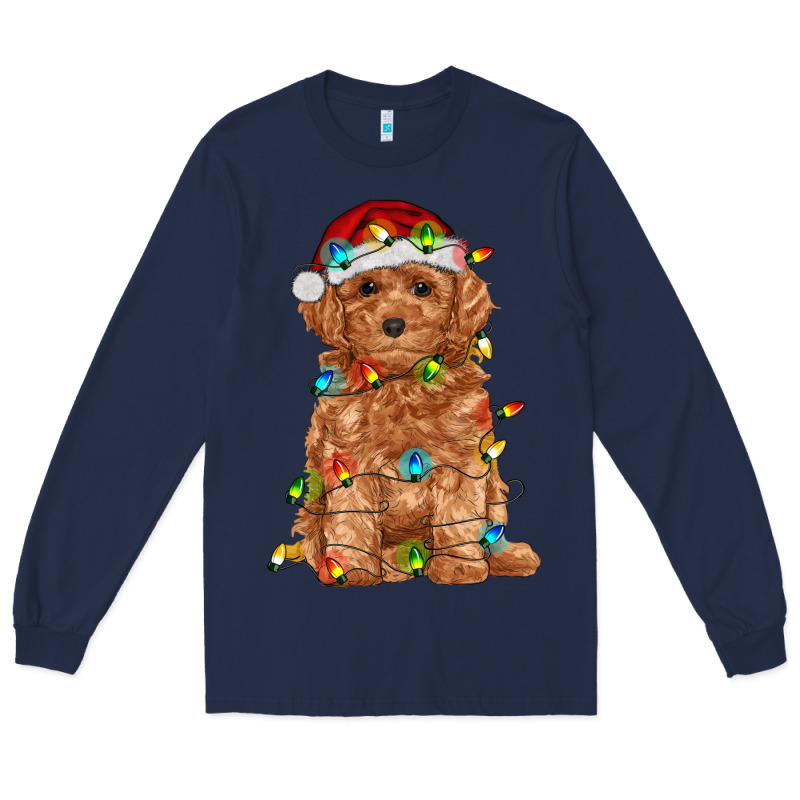 Toy Poodle With Christmas Lights Long Sleeve Tee by RanaPortraitStore | Teevron