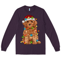 Plum toy poodle with christmas lights Long Sleeve Tee - RanaPortraitStore