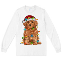 White toy poodle with christmas lights Long Sleeve Tee - RanaPortraitStore