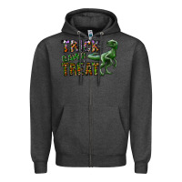 Charcoal Heather Trick RAWR Treat Zipper Hoodie - CowhideDigitalArt