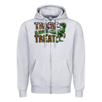 Heather Grey Trick RAWR Treat Zipper Hoodie - CowhideDigitalArt