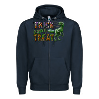 Navy Trick RAWR Treat Zipper Hoodie - CowhideDigitalArt
