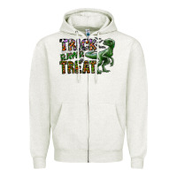 Oatmeal Heather Trick RAWR Treat Zipper Hoodie - CowhideDigitalArt