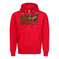 Red Trick RAWR Treat Zipper Hoodie - CowhideDigitalArt