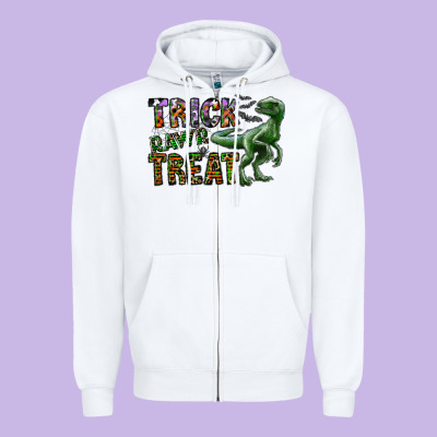 Trick Rawr Treat Zipper Hoodie Designed By Cowhidedigitalart