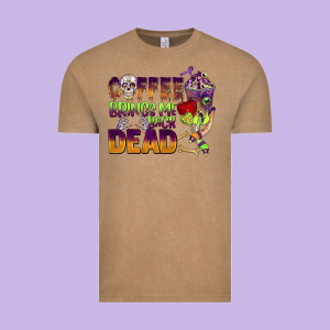 Coffee Brings Me Back Dead Vintage Tee Designed By Barkaloodesign