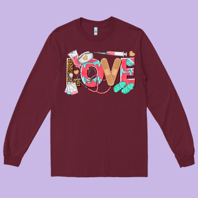Nurse Love Long Sleeve Tee Designed By Texasbilliewilder
