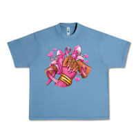 Pebble Blue Breast Cancer afro girl sneakers Urban Heavy Tee - RanaPortraitStore