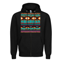 Black aztec turquoise gemstone seamless pattern Zipper Hoodie - HRA Design Shop