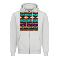 Dove Grey aztec turquoise gemstone seamless pattern Zipper Hoodie - HRA Design Shop