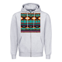 Heather Grey aztec turquoise gemstone seamless pattern Zipper Hoodie - HRA Design Shop