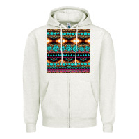 Oatmeal Heather aztec turquoise gemstone seamless pattern Zipper Hoodie - HRA Design Shop