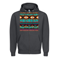 Smoke aztec turquoise gemstone seamless pattern Zipper Hoodie - HRA Design Shop