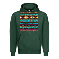 Sports Green aztec turquoise gemstone seamless pattern Zipper Hoodie - HRA Design Shop