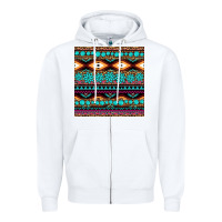 White aztec turquoise gemstone seamless pattern Zipper Hoodie - HRA Design Shop