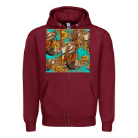 Burgundy western boots and hat seamless pattern Zipper Hoodie - HRA Design Shop