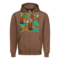 Chestnut western boots and hat seamless pattern Zipper Hoodie - HRA Design Shop