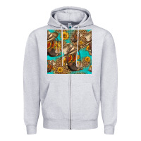 Heather Grey western boots and hat seamless pattern Zipper Hoodie - HRA Design Shop