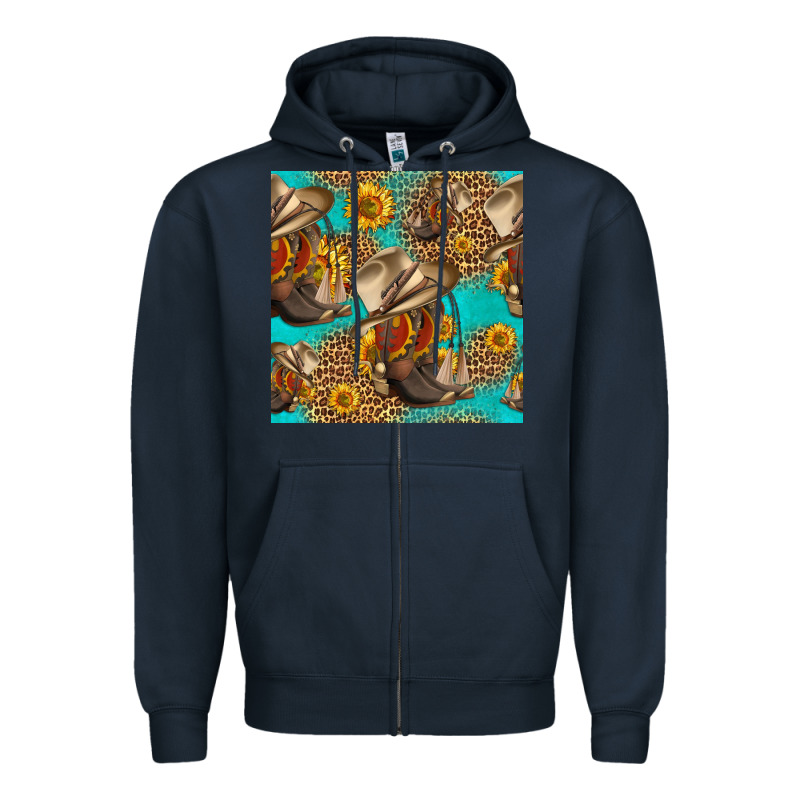 Western Boots And Hat Seamless Pattern Zipper Hoodie by HRA Design Shop | Teevron