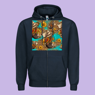Western Boots And Hat Seamless Pattern Zipper Hoodie Designed By Hra Design Shop