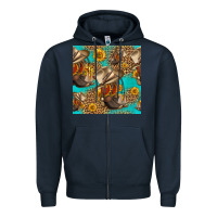 Navy western boots and hat seamless pattern Zipper Hoodie - HRA Design Shop