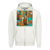 Oatmeal Heather western boots and hat seamless pattern Zipper Hoodie - HRA Design Shop